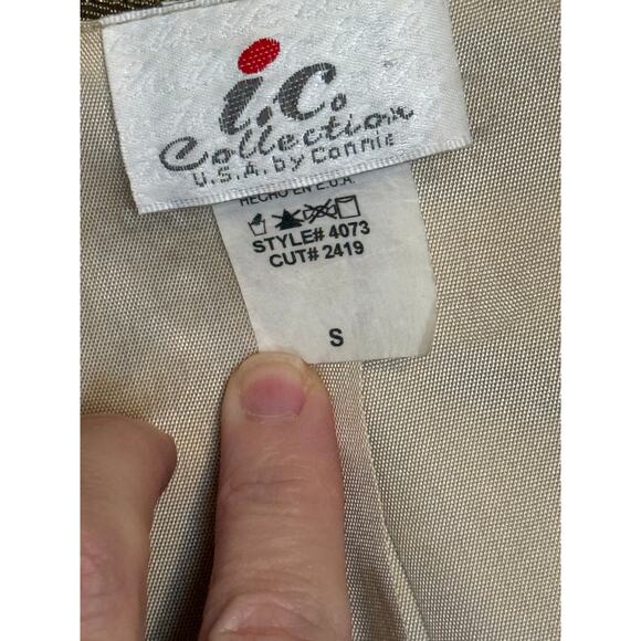 IC By Connie K Collection Blazer Women Small Gold Textured Scroll Jacket Party - Picture 5 of 8